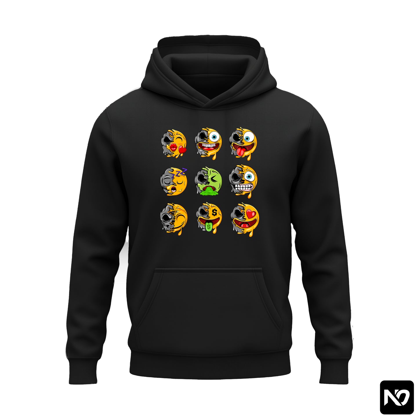 EMOJI FACES FLEECE HOODIE GRAPHIC 005