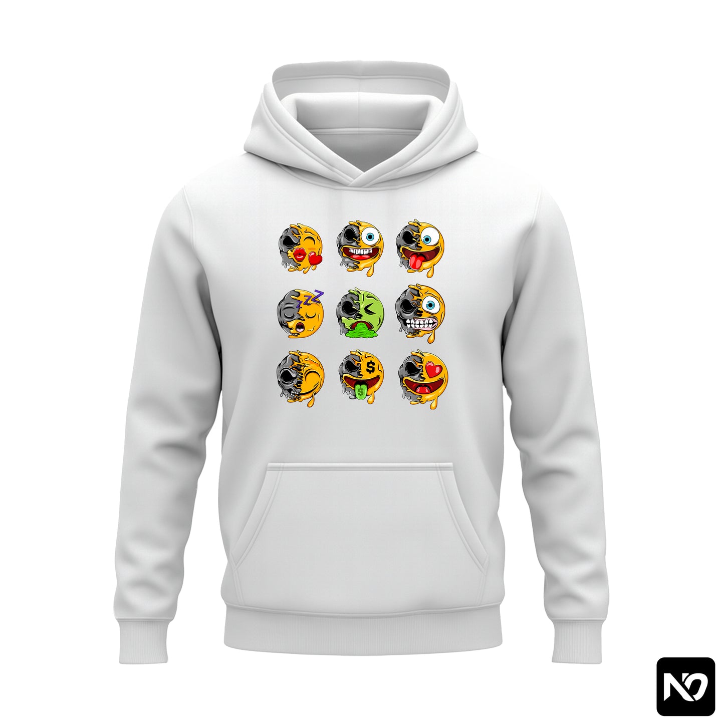 EMOJI FACES FLEECE HOODIE GRAPHIC 005